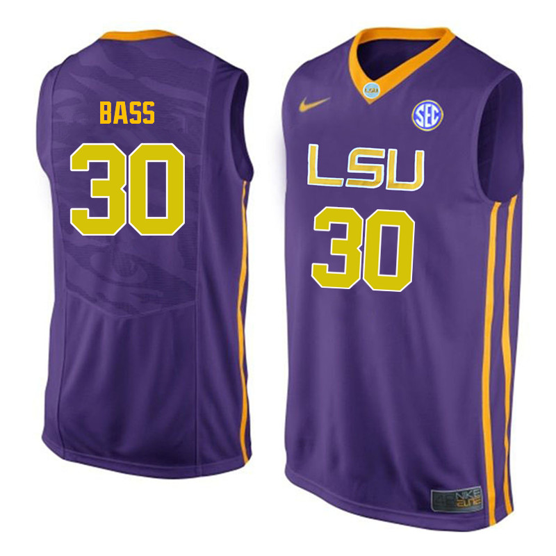 Men LSU Tigers #30 Brandon Bass College Basketball Jerseys-Purple